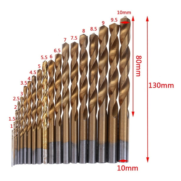 1-10mm High Speed Steel Titanium Coated Twist Drill Bits Short Length Bits 19pcs Drill Bit Sets 1-10mm High Speed Steel Titanium Coated Twist Drill Bits Short Length Bits 19pcs Drill Bit Sets